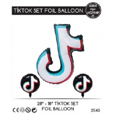 Folyo Balon Figür Tiktok Logo 3lü Set  72x45cm