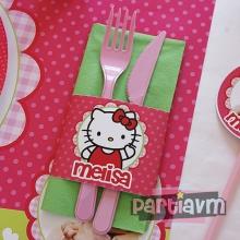 Partiavm Hello Kitty Doğum Günü Süsleri Peçete Bandı ve Peçete 5 Adet