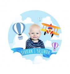 Partiavm Küçük Pilot ve Balonlar Doğum Günü Yuvarlak Etiket 7.5 cm 10 Adet satın al