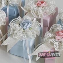 Partiavm Kutuda Çiçek Süslemeli Badem Şekerleri Pembe - Mavi Renk Seçenekli satın al