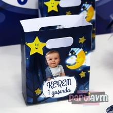 Partiavm Little Star Doğum Günü Süsleri Hediye Çantası Özel Tasarım 13 X 16 cm Kurdele ve Karton Yıldız Süslemeli 5 Adet satın al