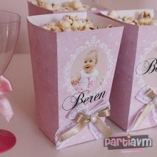 Partiavm Lüks Vintage Doğum Günü Süsleri Popcorn Kutusu Dantel ve İnci Süslemeli 5 Adet satın al