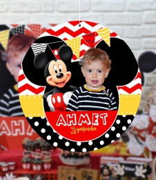 Partiavm Mickey Mouse Doğum Günü 20 cm Önlü Arkalı Baskı Kalın Karton Misinalı Asma Süs satın al