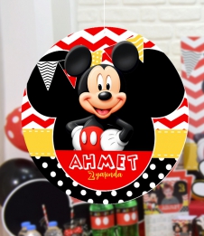 Partiavm Mickey Mouse Doğum Günü 20 cm Önlü Arkalı Baskı Kalın Karton Misinalı Asma Süs satın al