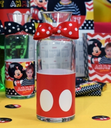 Partiavm Mickey Mouse Doğum Günü Karaf Cam Bardak Etiketli 6 Adet