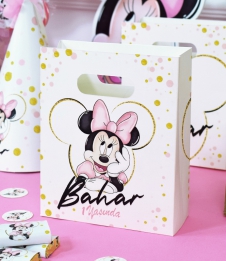 Partiavm Minnie Mouse Beyaz Doğum Günü Süsleri Hediye Çantası Özel Tasarım 13 X 16 cm 5 Adet satın al