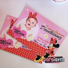 Partiavm Minnie Mouse Doğum Günü Süsleri Davetiye Çift Taraflı Kalın Karton 4 Adet satın al