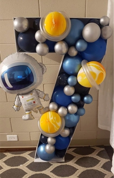 SAMM RBS1-7 Astronot Uzay Tema Dev Rakam Balon Standı Seti 120cm (1 den 9 a Yaş Seçimli)