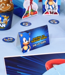 Partiavm Sonic Doğum Günü Süsleri Karton Mini Teşekkür Kartı 8 Adet