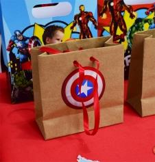 Partiavm Süper Kahramanlar Doğum Günü Hediye Çantası Etiketli Kurdeleli 10 X 10 cm 5 Adet