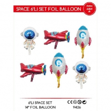 SAMM Uzay Tema 6lı Mini Folyo Balon