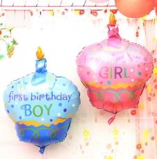SAMM Folyo Balon Figür Cupcake First Birthday Boy / First Birthday Girl 48x70 cm