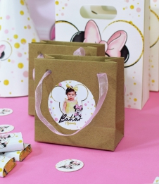 Partiavm Minnie Mouse Beyaz Doğum Günü Süsleri Hediye Çantası Etiketli Kurdeleli 10 X 10 cm 5 Adet satın al