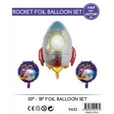 Uzay Tema Roket 3lü Folyo Balon Set